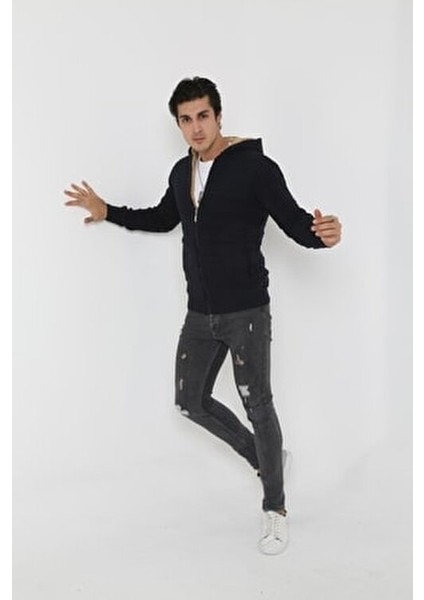 Erkek Içi Kürklü Kapşonlu Spor Hırka fırsatları