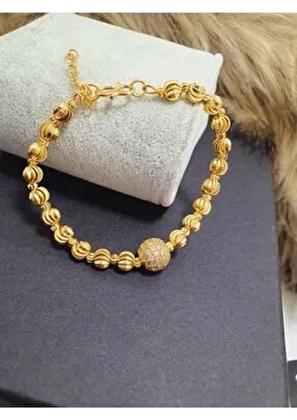 22 Ayar Altın Kaplama Zirkon Taş Detaylı Dorika Bileklik