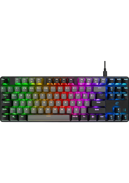 eMachines EAK87 Gri/Siyah USB RGB Backlight RED SWITCH Mekanik Q 87 Tuşlu TKL Gaming Klavye