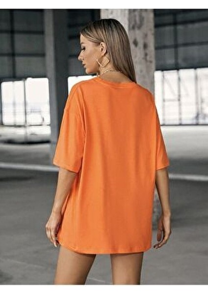 Atlanta Kadın Oversize T-Shirt Bisiklet Yaka Pamuklu 100% Rahat Kullanım