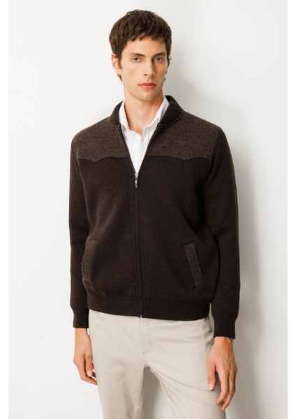 Erkek Hakim Yaka Göğsü ve Cebi Keçe Triko Yün Mont K.kahve fiyatları