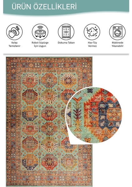 Relic Çok Renkli Vintage Dokulu Klasik Desenli Dokuma Tabanlı Şönil Halı Al 507 fırsatları