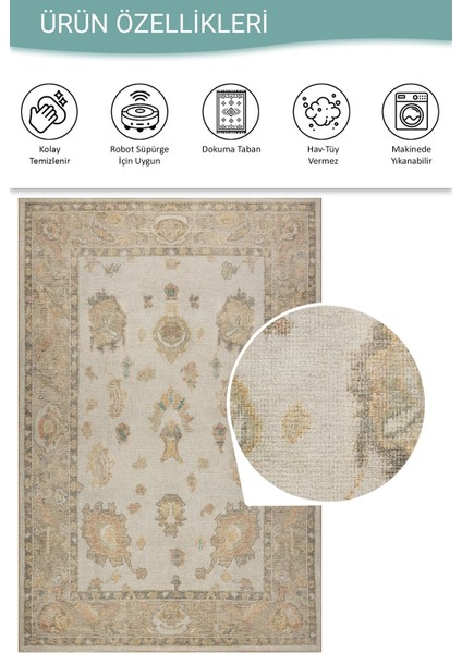 Relic Sarı / Bej Dokulu Klasik Desenli Dokuma Tabanlı Şönil Halı Al 513 fırsatları