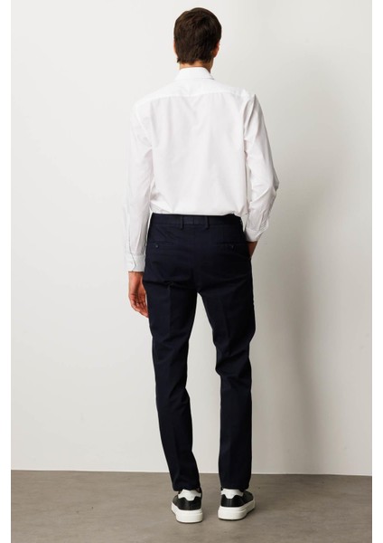 Erkek Beli Lastikli Yan Cepli Koton Pantolon Lacivert modelleri