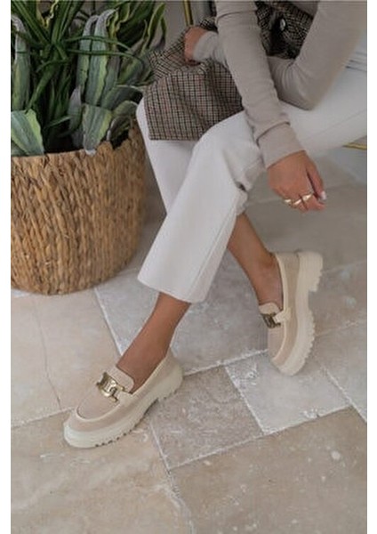 Dimata Kadin Bej Vegan Suet Ayakkabı