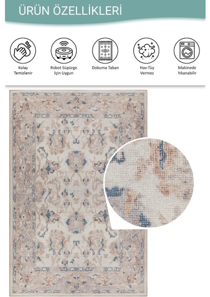 Relic Krem Vintage Dokulu Klasik Desenli Dokuma Tabanlı Şönil Halı Al 512 fırsatları