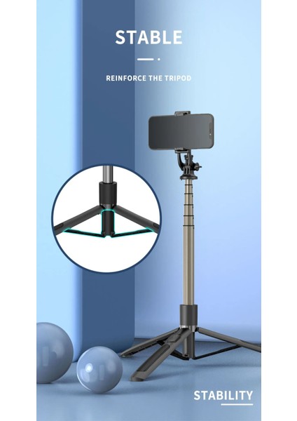 Magic Snapshot Selfie Stick Tripod – 156 cm Uzatılabilir, Bluetooth Kablosuz Kumandalı, Hafif Alüminyum Alaşımlı, Katlanabilir Taşınabilir Tripod ve Selfie Çubuğu 2'si 1 Arada | Q06 modelleri