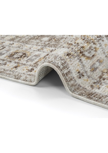 Belina Krem Vizon Vintage Halı İnce Etnik Desen Bukle Retro Oda Oturma Odası Salon Halısı