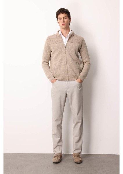 Erkek Hakim Yaka Göğsü ve Cebi Keçe Triko Yün Mont K.bej fırsatları