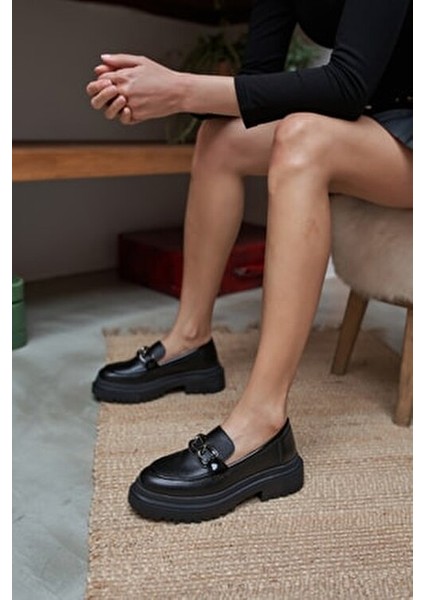Anabel Kadın Siyah Ithal Toka Detay Oxford Ayakkabı
