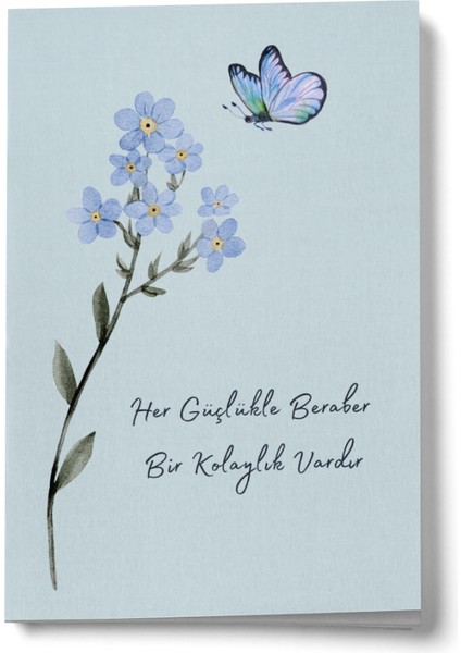 Her Güçlükle Beraber Bir Kolaylık Vardır Kelebekli Mini Defter