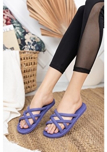 Mor Kaymaz Taban Kadın Terlik Yıkanabilir Ortopedik Taban Deniz Banyo Plaj Kullanımı İçin modelleri