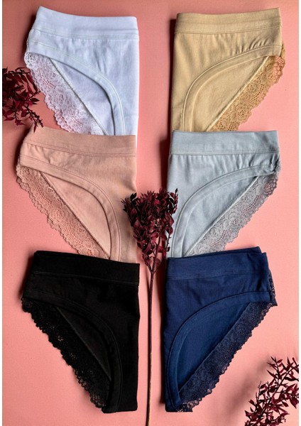 Softlace – 6'lı Yumuşak Dantel Şık ve Rahat Modal Kumaş Kadın Külot