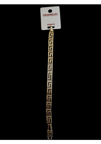 Çelik Vip Serisi 14K Görünümlü Taşlı Versacee Desenli Bileklik modelleri