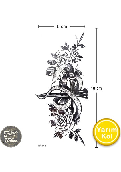 Geçici Dövme 1-2 Hafta Kalıcı Yılan ve Gül