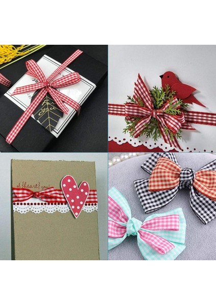 5 Metre Ekose Kurdele Dama Desen ( 4 cm Genişlik ) Yılbaşı Kurdele, Süsleme Dekoratif Hediye Paketi fırsatları