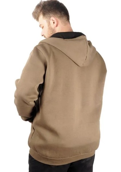 Erkek Sweatshirt Kapşonlu Zippered Basic 20543 Haki modelleri