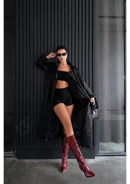 Karius Krok Desenli Kadın Bordo Topuklu Çizme fiyatları