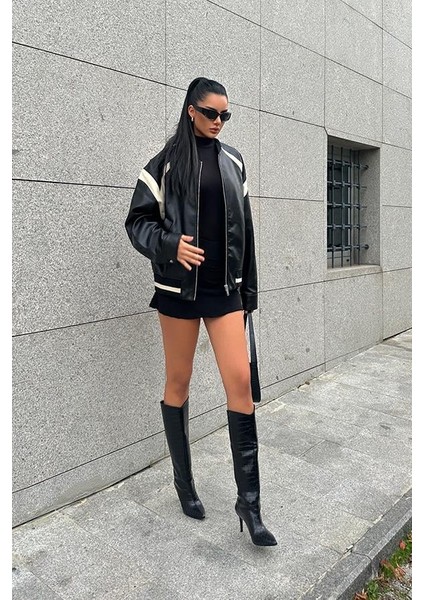 Karius Krok Desenli Kadın Siyah Topuklu Çizme indirimleri