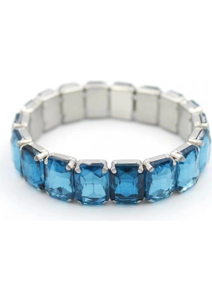 Lastikli Taşlı Bilezik - Mavi