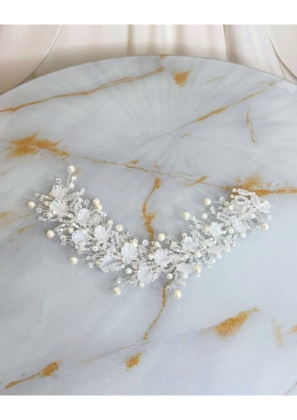 Gelin Tacı | Gelin Saç Aksesuarı | Simli Deniz Kabuğu Saç Aksesuarı fiyatları