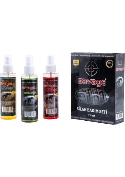 Üçlü Silah Bakım Seti - Savage - Sprey Yağ
