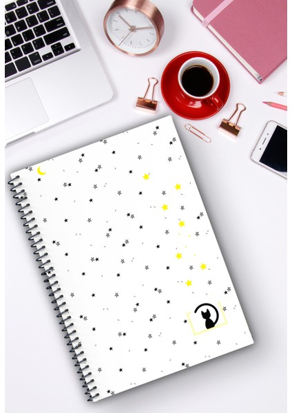 A5 Boyut Kalın Karton Kapak Spiralli 96 Sayfa Kareli Okul Defteri / Ikonik Seri Koleksiyonu