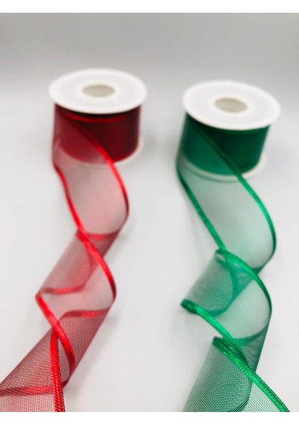 10 Metre Yılbaşı Sim Şifon Kurdele, 40 mm Kurdele Yılbaşı, Organze Yılbaşı Kurdele Süsleme Dekoratif