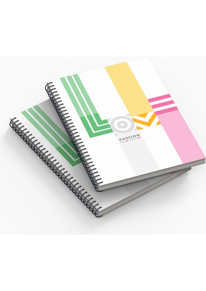 A5 Karton Kapak Spiralli Çizgili Defter/ 96 Sayfa/tematik Seri No: 4 “love” Passion fiyatları