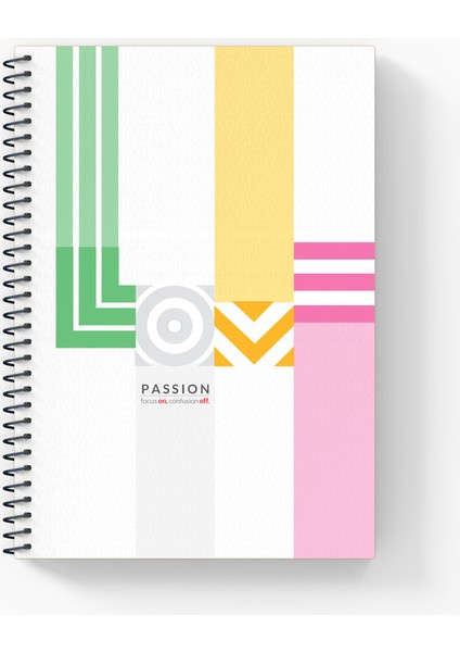 A5 Karton Kapak Spiralli Çizgili Defter/ 96 Sayfa/tematik Seri No: 4 “love” Passion modelleri
