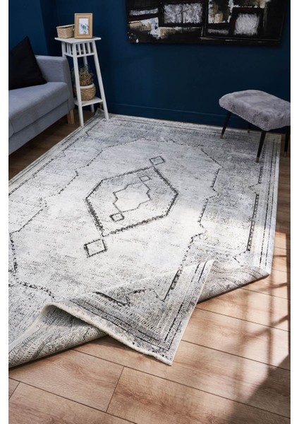 Queen 8104 Gri - Viskon Bambu Halı | Dokuma Salon Halısı modelleri