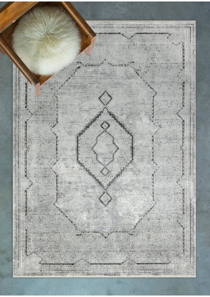 Queen 8104 Gri - Viskon Bambu Halı | Dokuma Salon Halısı