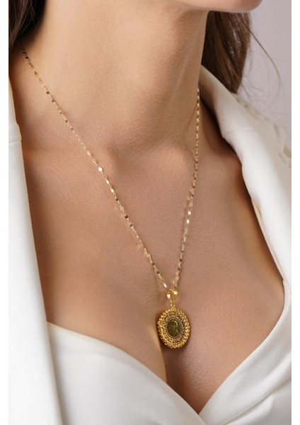 22 Ayar Çeyrek Altın Uç 14 Ayar Altın Aynalı Zincir Kolye