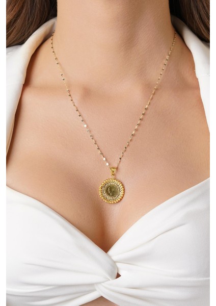 22 Ayar Çeyrek Altın Uç 14 Ayar Altın Aynalı Zincir Kolye modelleri