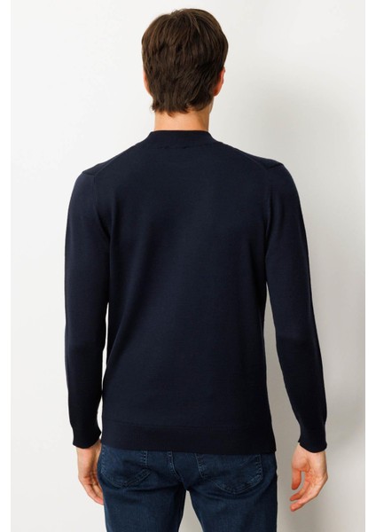 Erkek Yarım Balıkçı Yaka Önü Baklavalı Triko Kazak K.lacivert modelleri