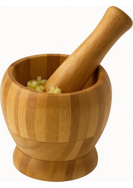 Mithra Life Doğal Bambu Ahşap Sarımsak Ezici Havan Tokmak MIT1258