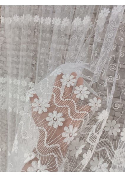 Brode Tül Perde 1/3 Pileli Tüm Odalara Uygun Gül Desenli Hoş Görünümlu fiyatları