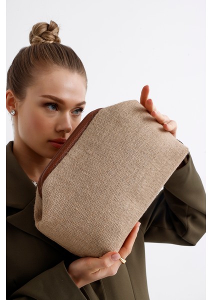 Kadın Jüt Hasır Clutch El Çantası