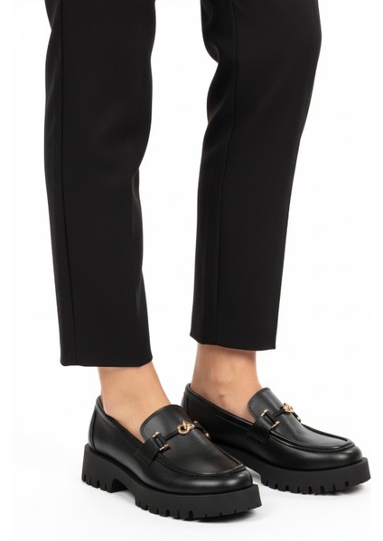 Siyah Kalın Taban Kadın Casual Ayakkabı