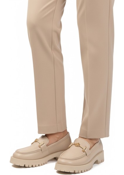 Bej Kalın Taban Kadın Casual Ayakkabı