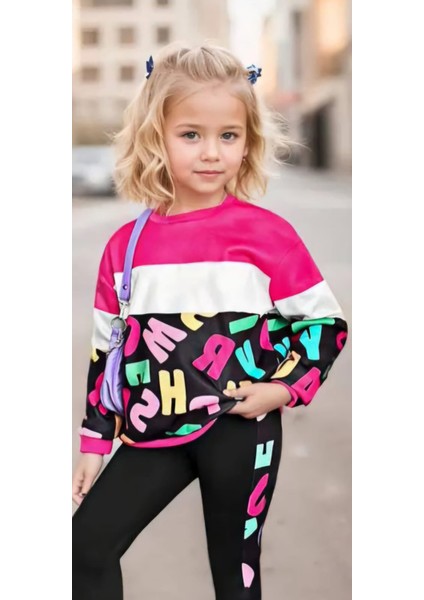 Harf Desenli Kız Çocuk Ikili Takım modelleri