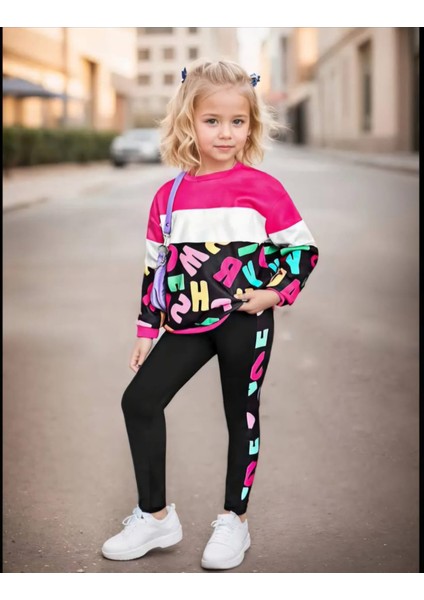 Harf Desenli Kız Çocuk Ikili Takım