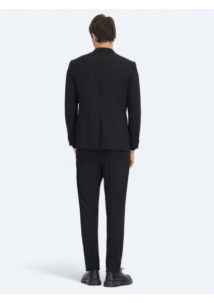 Siyah Çizgili Modern Fit Takım Elbise indirimleri