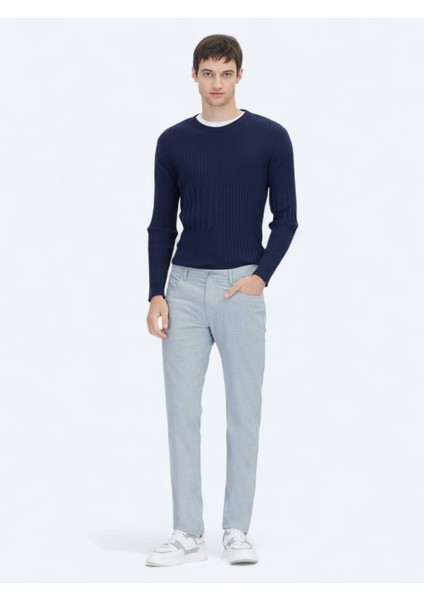 Gri Dokuma Slim Fit Casual Pantolon