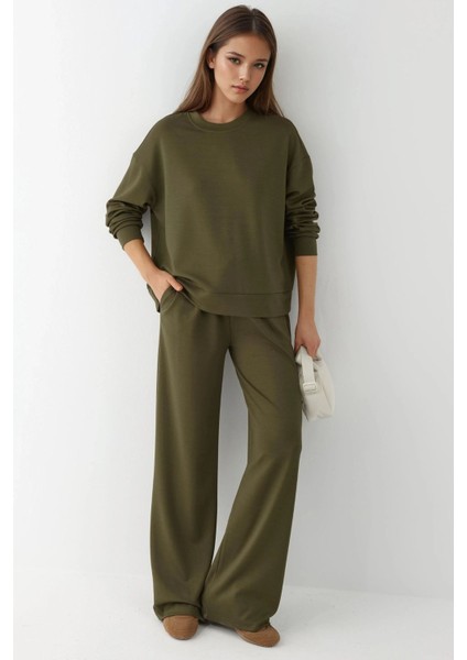 Kadın Modal Touch Basic Sweatshirt Haki Yeşil modelleri