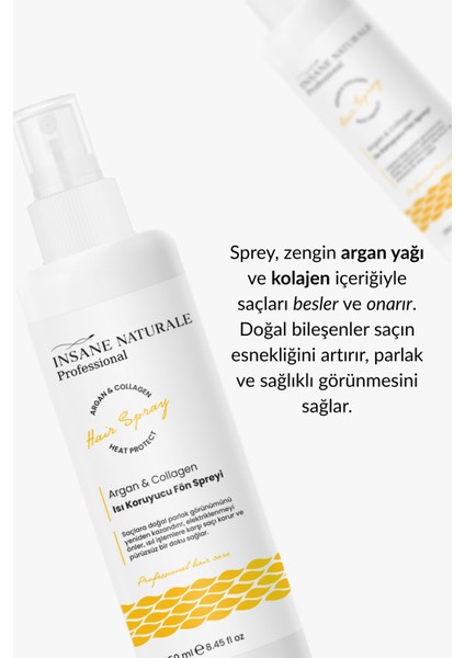 Argan ve Kolajenli Isı Koruyucu Saç Spreyi 250 ml fiyatları
