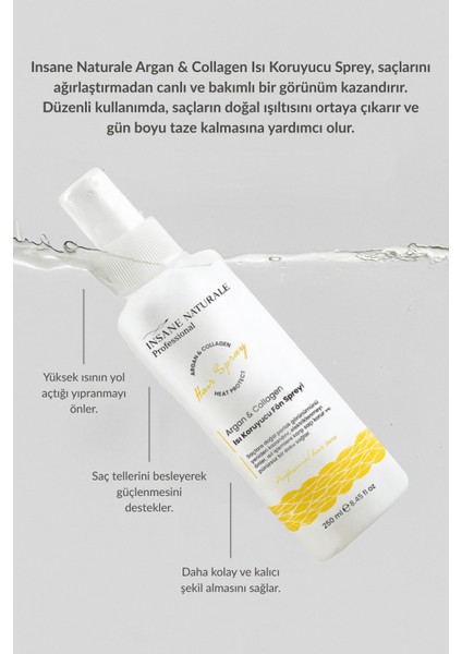 Argan ve Kolajenli Isı Koruyucu Saç Spreyi 250 ml fırsatları