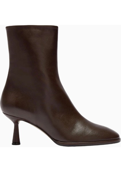 Aeyde Dorothy 65 Koyu Kahverengi Nappa Deri Bot, Yuvarlak Burun ve 65MM Topuk