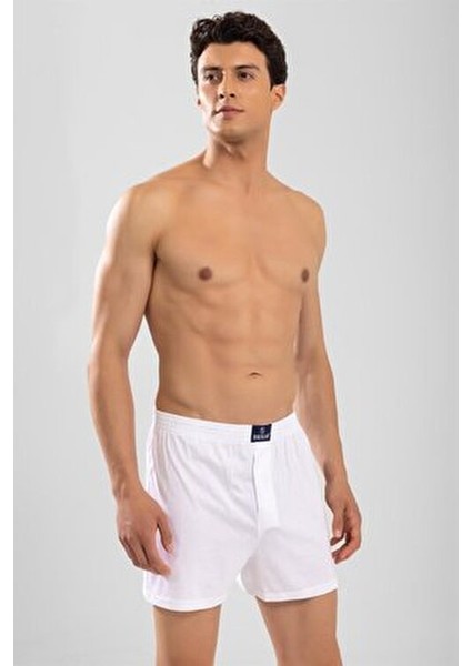 Erkek Pamuklu Rahat Kesim Düz Desenli Boxer 3'lü Paket Beyaz Renkli Konfor indirimleri