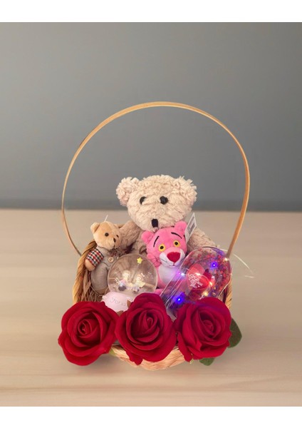 sepette hediyelik kar küresi ışıklı fanus ayıcık ve anahtarlık